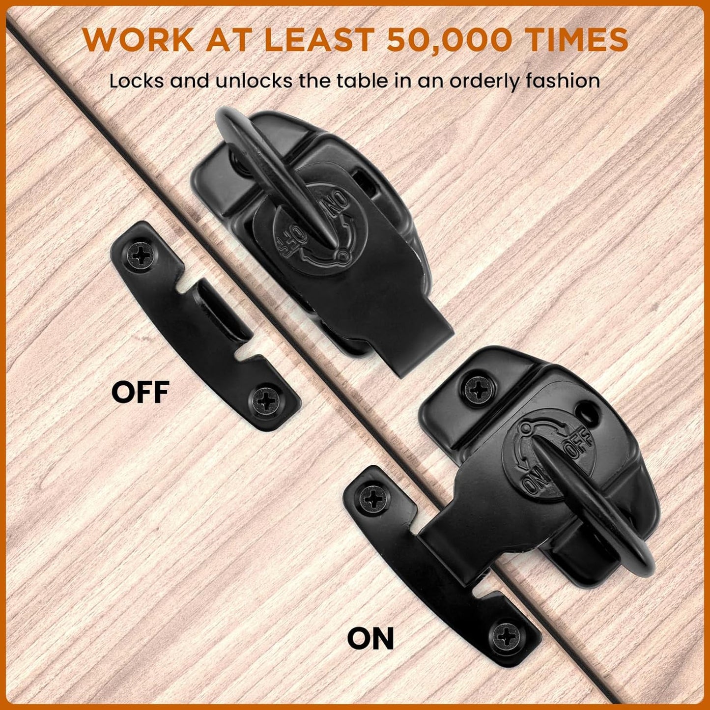 6 Sets Heavy Duty Table Leaf Latch Lock Hardware for Extension and Conference Tables - Black