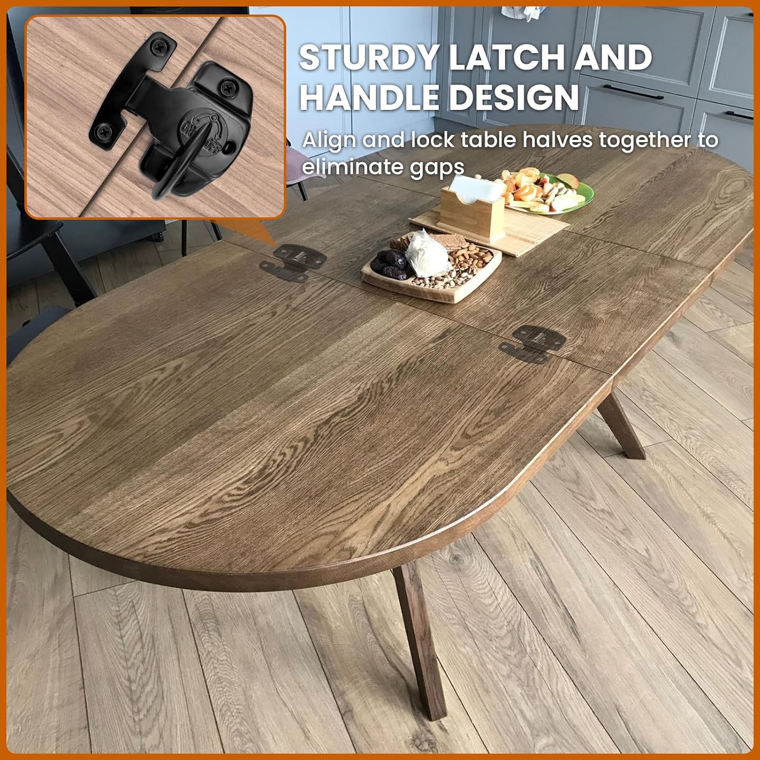 6 Sets Heavy Duty Table Leaf Latch Lock Hardware for Extension and Conference Tables - Black