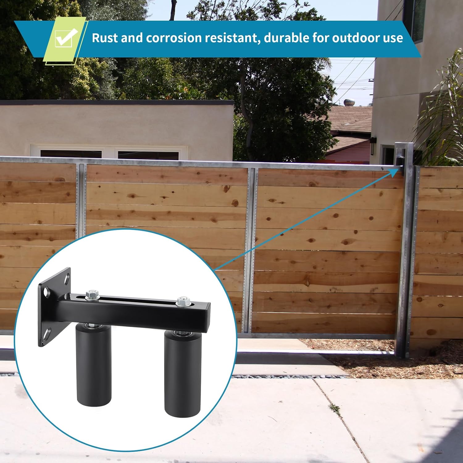 6" Skelang Slide Gate Guide Roller - Adjustable UHMW Hard Nylon Sliding Gate Support Assembly for Gate Stability