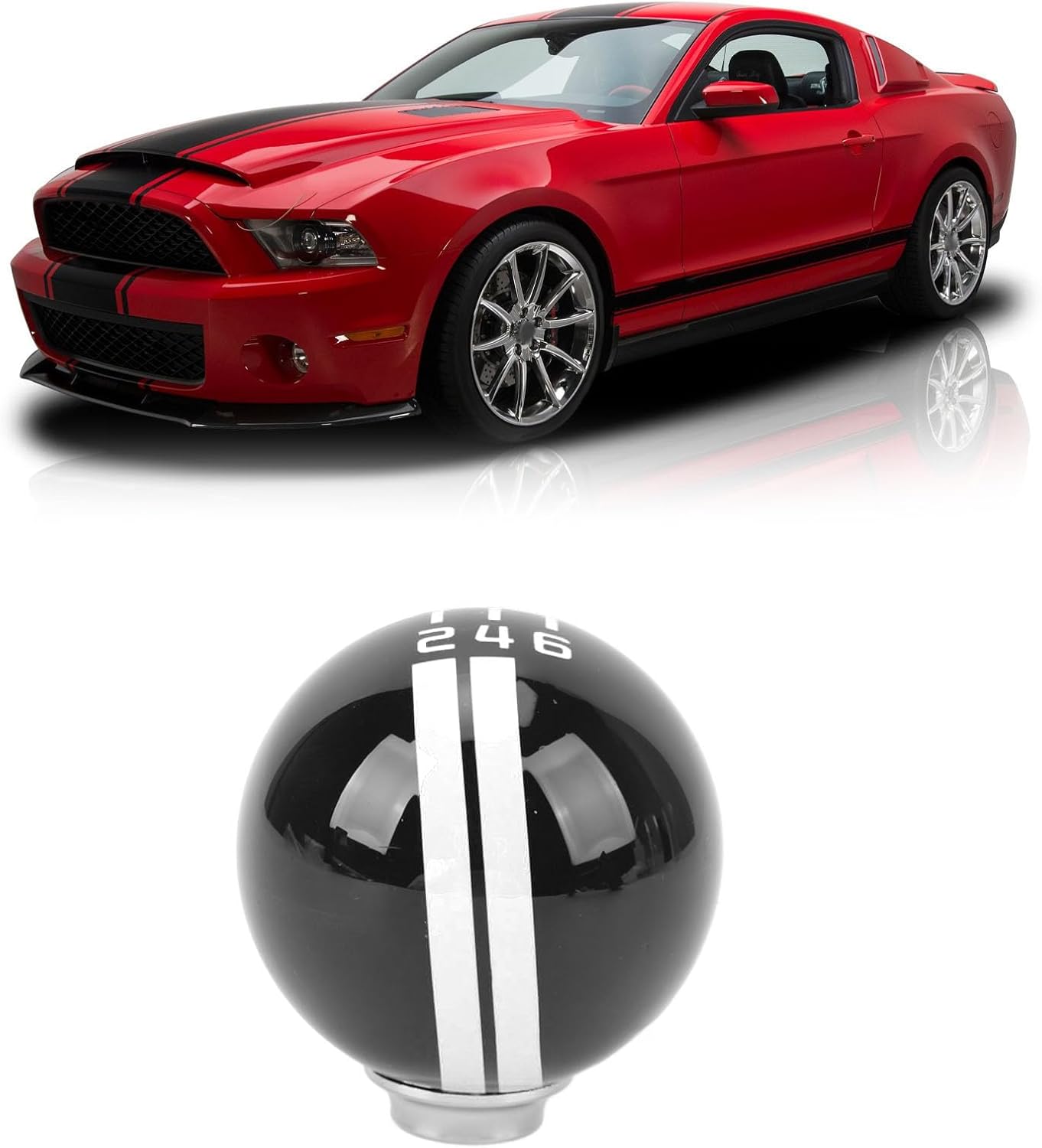 6 Speed Metal Gear Shift Knob with 3 Adapters for Manual Cars - Hapivida Racing Gear Shift Knob in GT500 Style (Black White)