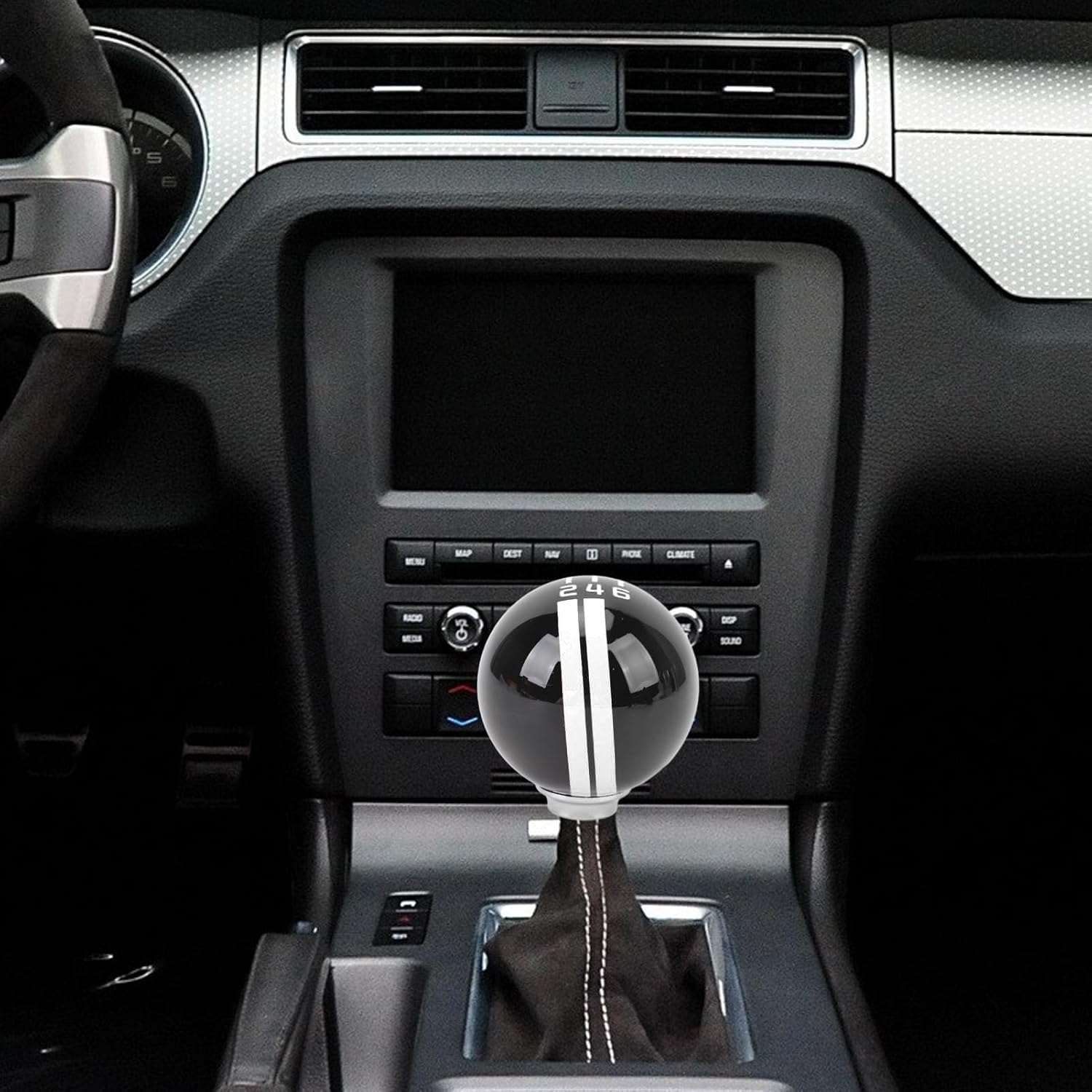 6 Speed Metal Gear Shift Knob with 3 Adapters for Manual Cars - Hapivida Racing Gear Shift Knob in GT500 Style (Black White)