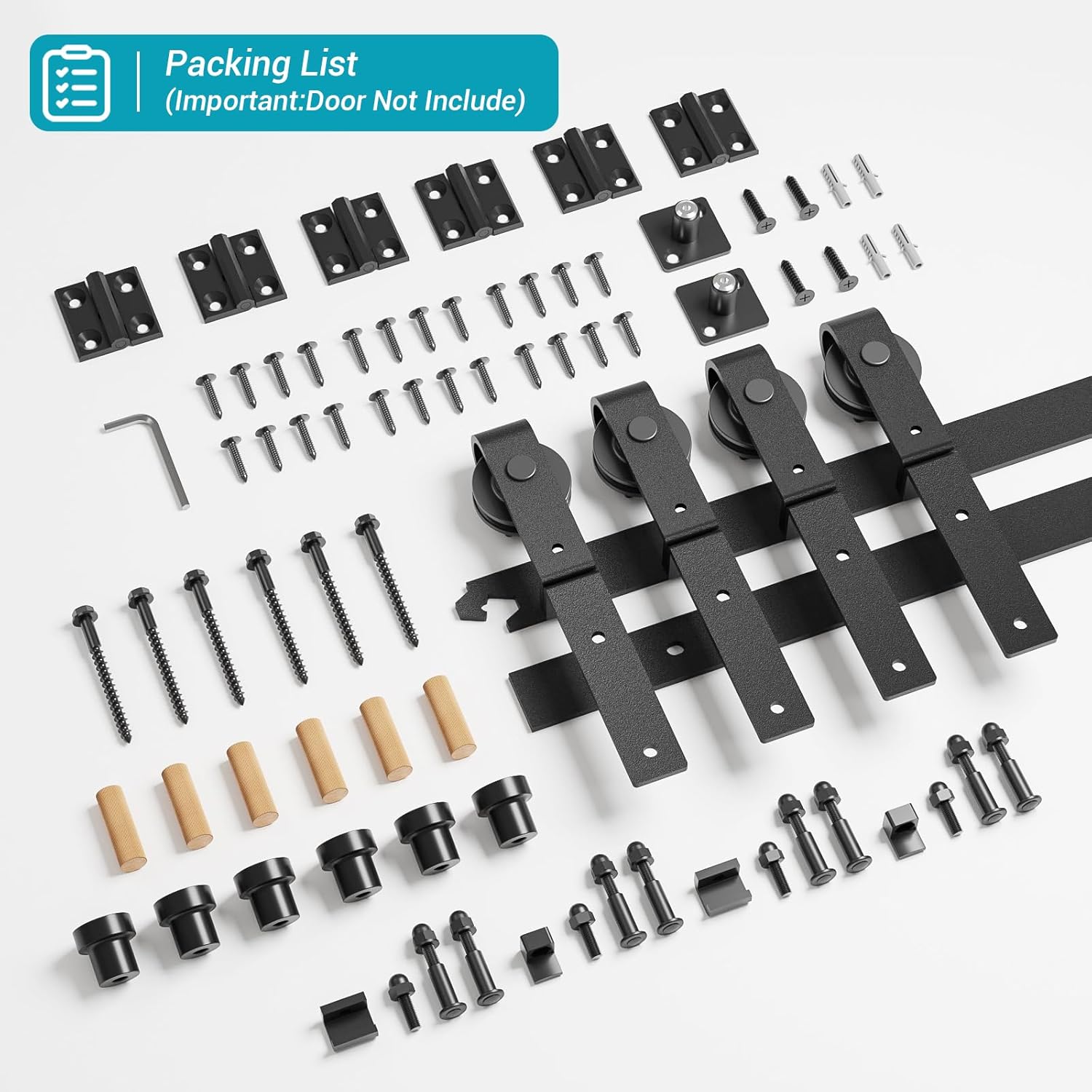 60" Bi-Folding Sliding Barn Door Hardware Kit, Smooth & Quiet Operation, Side Mounted Black Roller, Easy Install - Fits Four 14" Bifold Doors