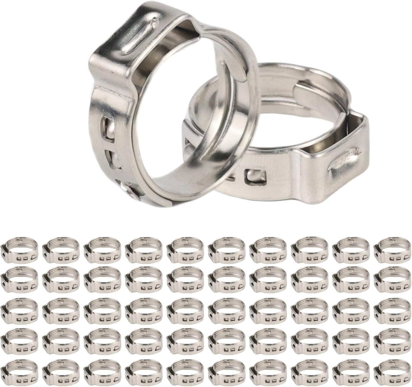 60 Pack 1/2 Inch Stainless Steel PEX Cinch Clamp Rings for Tubing Pipe Fittings