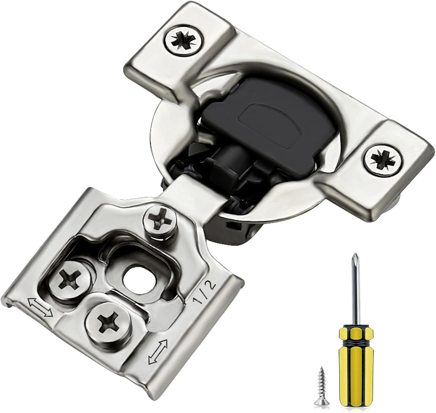 60 Pack of Ravinte 1/2 inch Overlay Soft Close Cabinet Hinges - Stainless Steel Satin Nickel Hardware for Kitchen Cabinets - WildKart