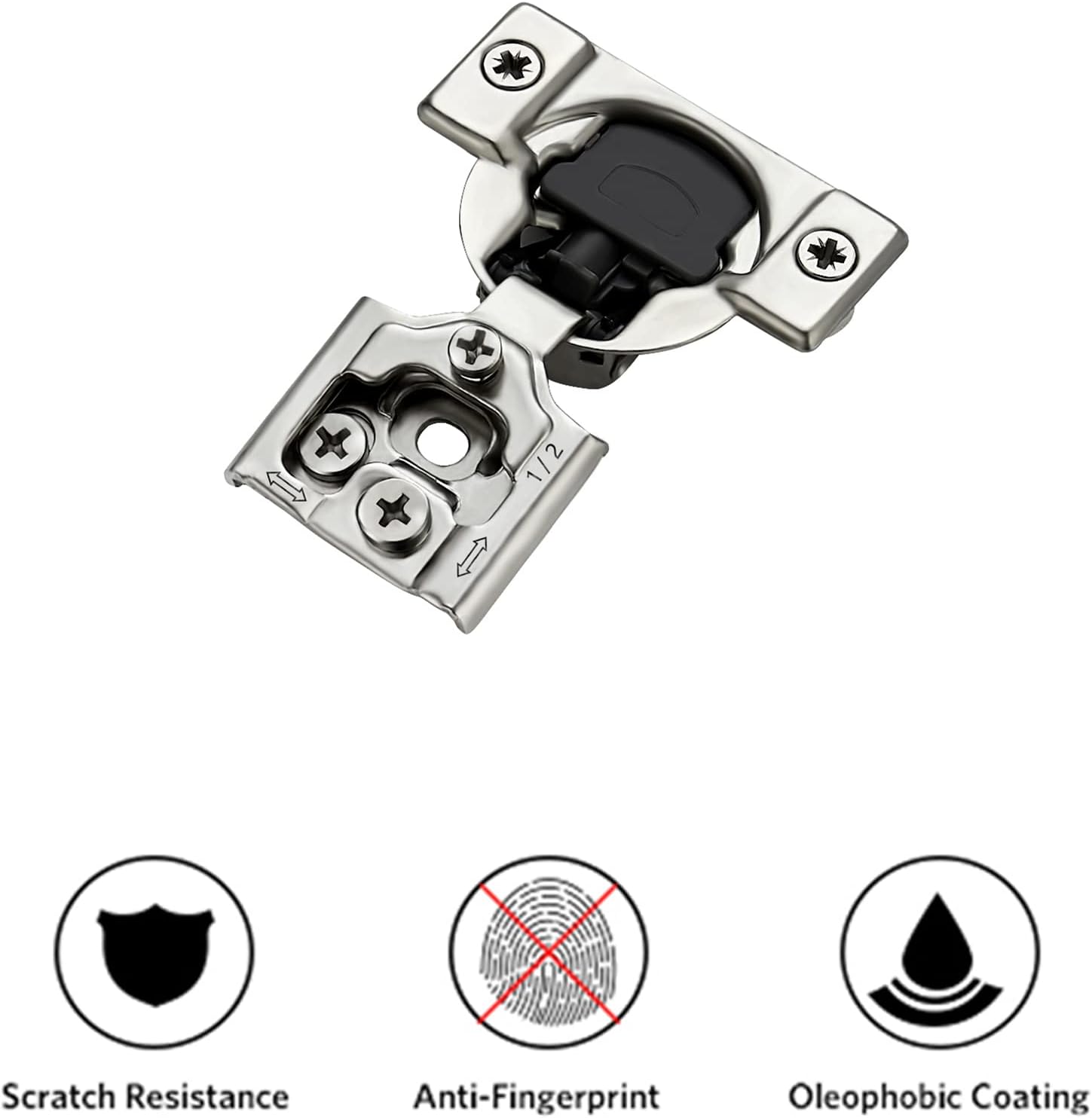 60 Pack of Ravinte 1/2 inch Overlay Soft Close Cabinet Hinges - Stainless Steel Satin Nickel Hardware for Kitchen Cabinets - WildKart