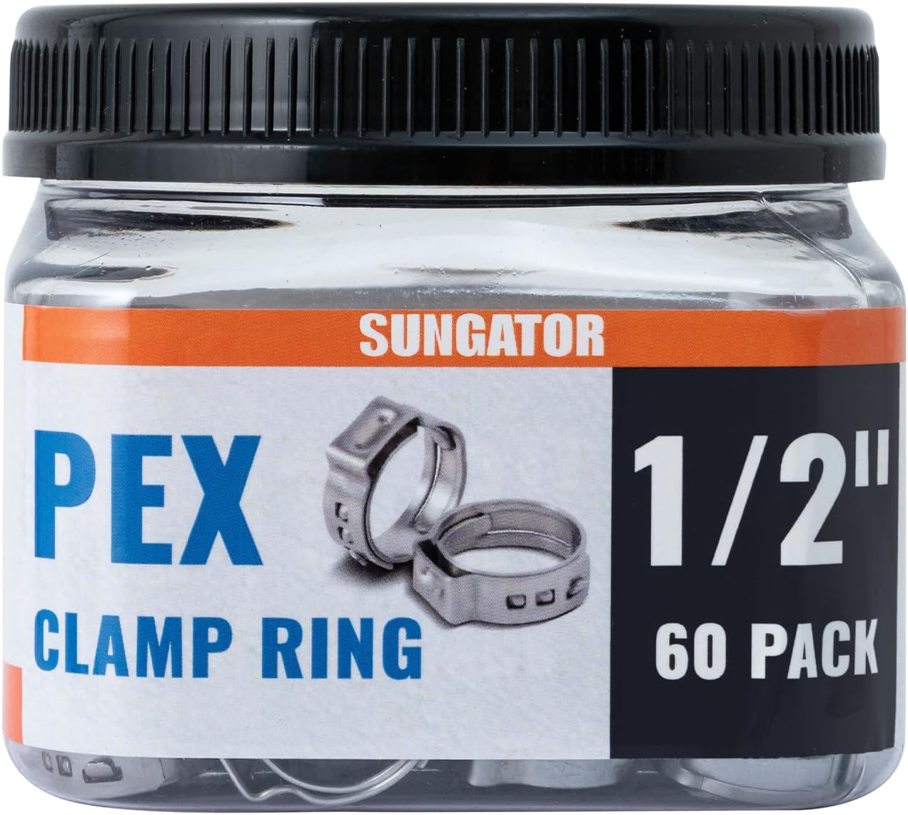 60 Pack of SUNGATOR 1/2" Stainless Steel Pex Crimp Rings for Tubing Pipes - Ideal for Plumbers & DIY Projects