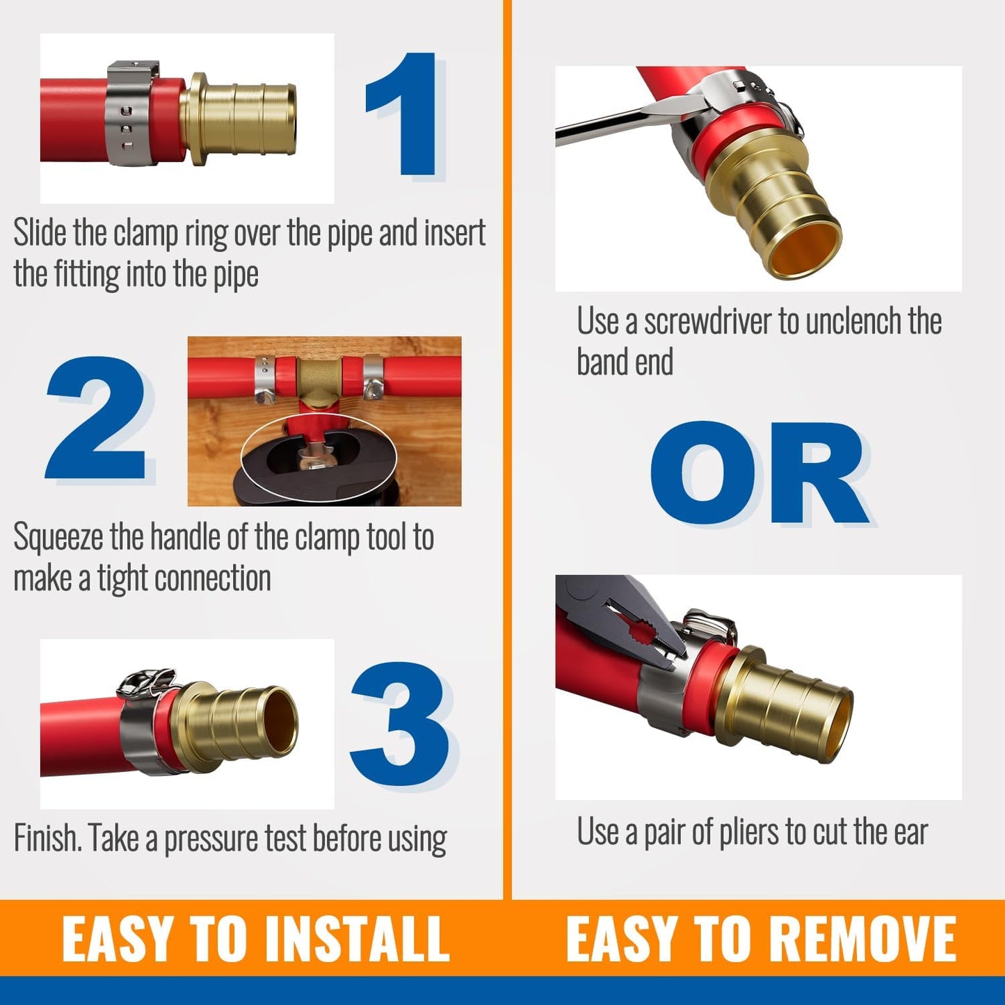 60 Pack of SUNGATOR 1/2" Stainless Steel Pex Crimp Rings for Tubing Pipes - Ideal for Plumbers & DIY Projects