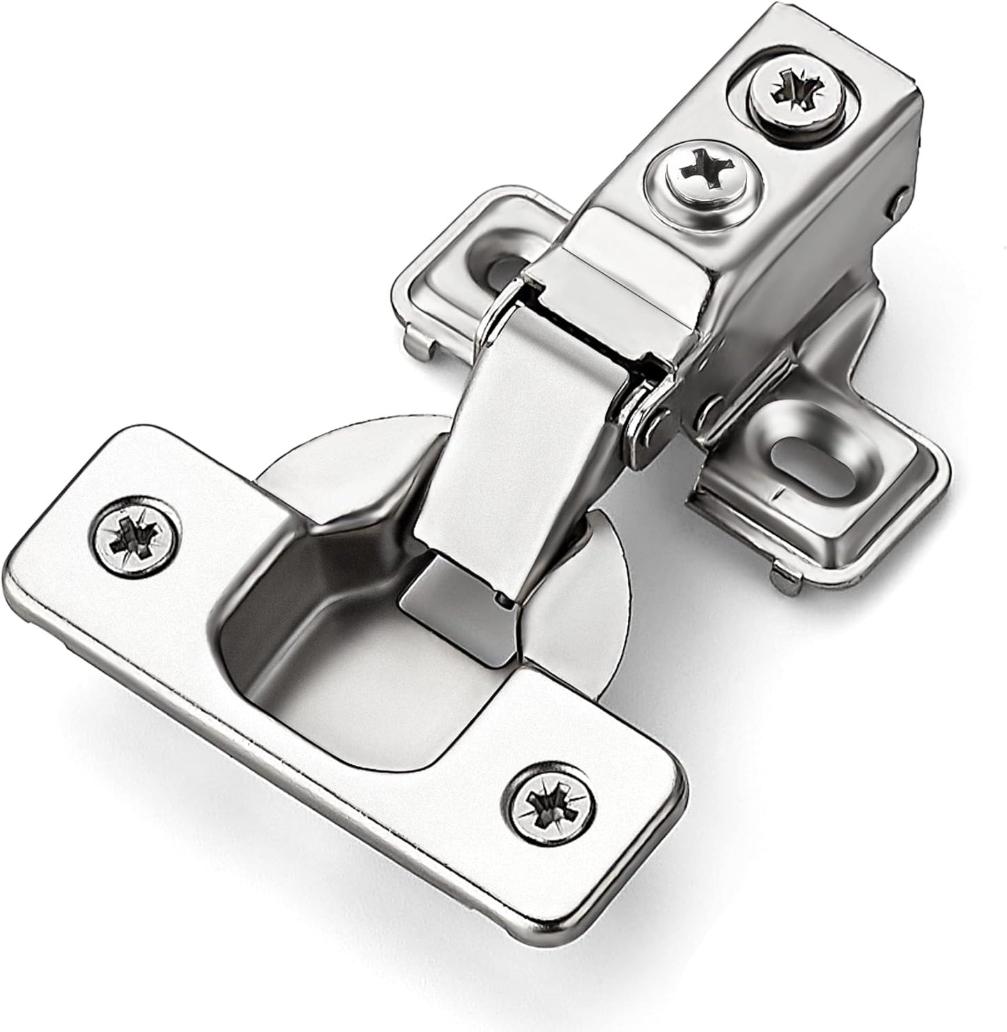 60 Pack Ravinte 30 Pairs Short Arm Brushed Nickel Kitchen Cabinet Hinges - Soft Close Concealed with Mounting Screws - 1/2 Inch Overlay, 105 Degree Opening Angle for Face Frame Door