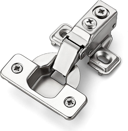 60 Pack Ravinte 30 Pairs Short Arm Brushed Nickel Kitchen Cabinet Hinges - Soft Close Concealed with Mounting Screws - 1/2 Inch Overlay, 105 Degree Opening Angle for Face Frame Door