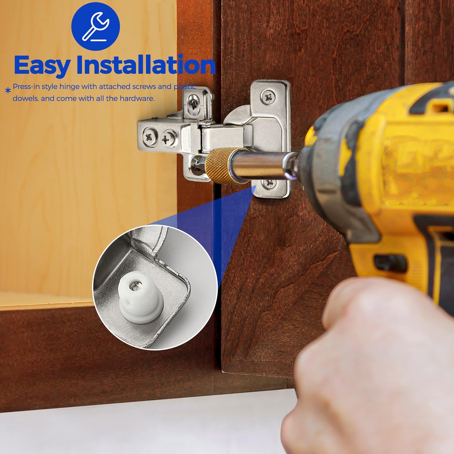 60 Pack Ravinte 30 Pairs Short Arm Brushed Nickel Kitchen Cabinet Hinges - Soft Close Concealed with Mounting Screws - 1/2 Inch Overlay, 105 Degree Opening Angle for Face Frame Door