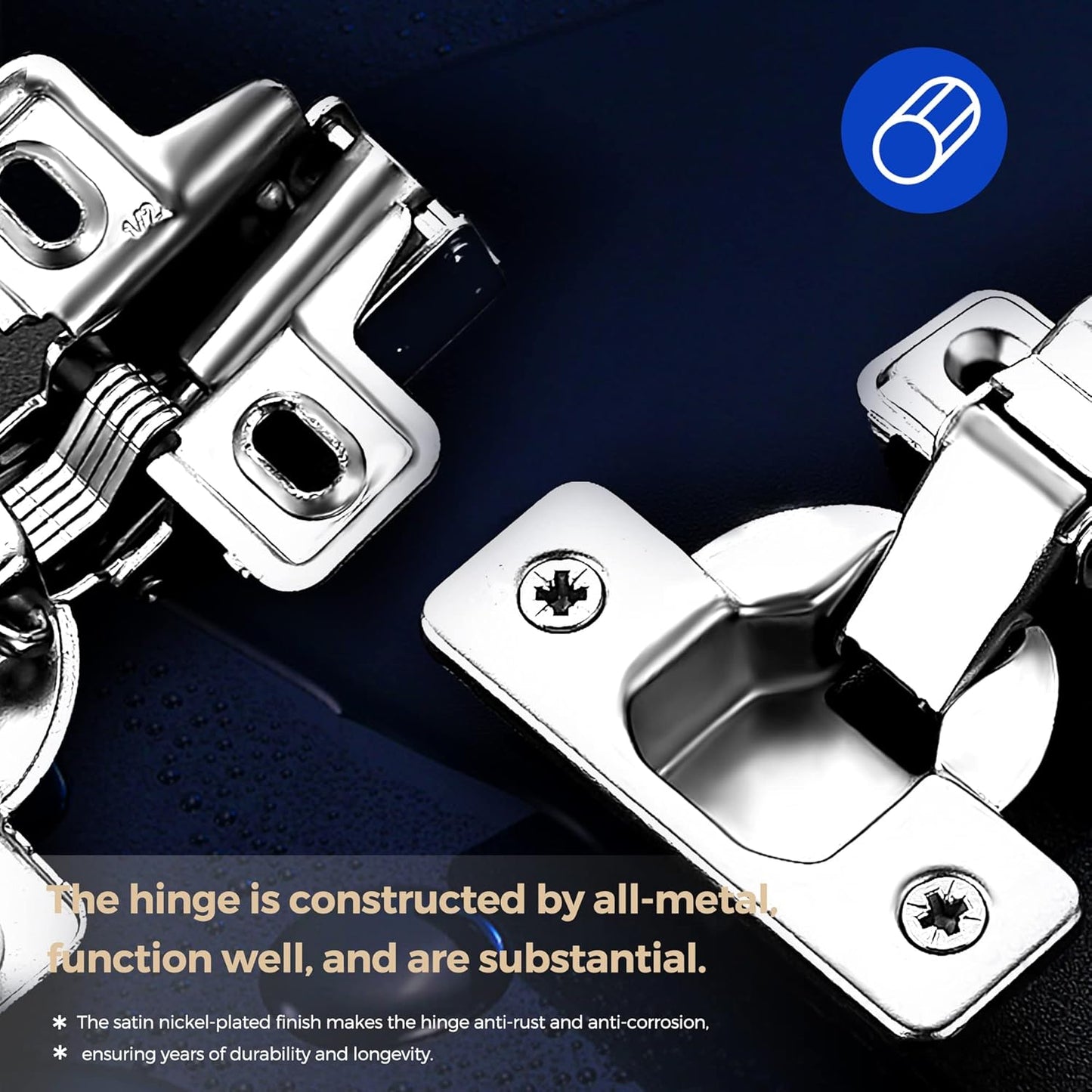 60 Pack Ravinte 30 Pairs Short Arm Brushed Nickel Kitchen Cabinet Hinges - Soft Close Concealed with Mounting Screws - 1/2 Inch Overlay, 105 Degree Opening Angle for Face Frame Door