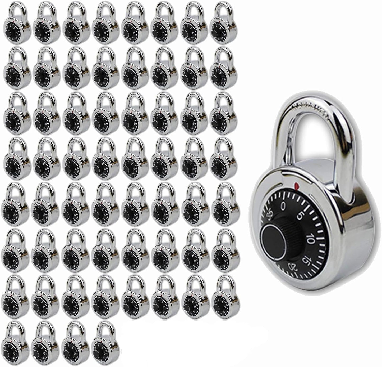 60-Piece Mefape Combination Lock Set for Locker & Toolbox Security - Digital Padlock with Fixed Dial & Preset Code - Keyless & Secure