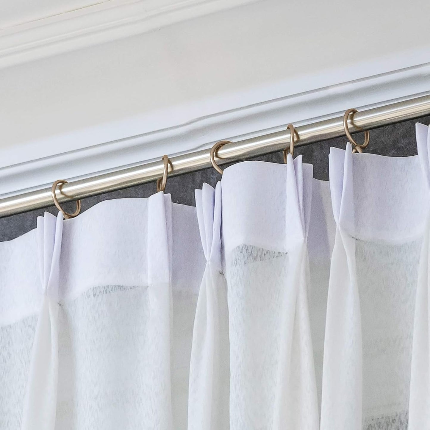 60-Piece Metal Drapery Curtain Rings and Pin Hooks Set for Drapes - Champagne Gold