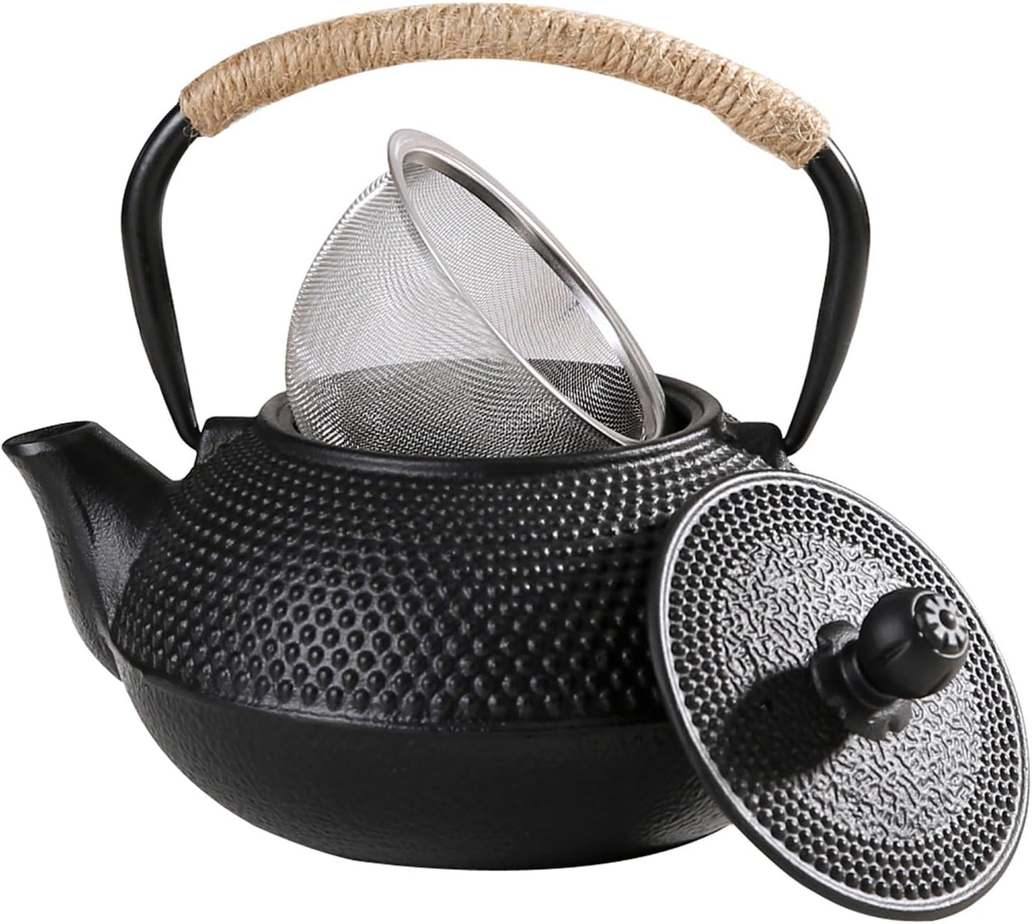 600ml Cast Iron Teapot with Infuser for Loose Leaf Tea and Teabags - Stove Top Safe Tea Kettle - 20oz Capacity