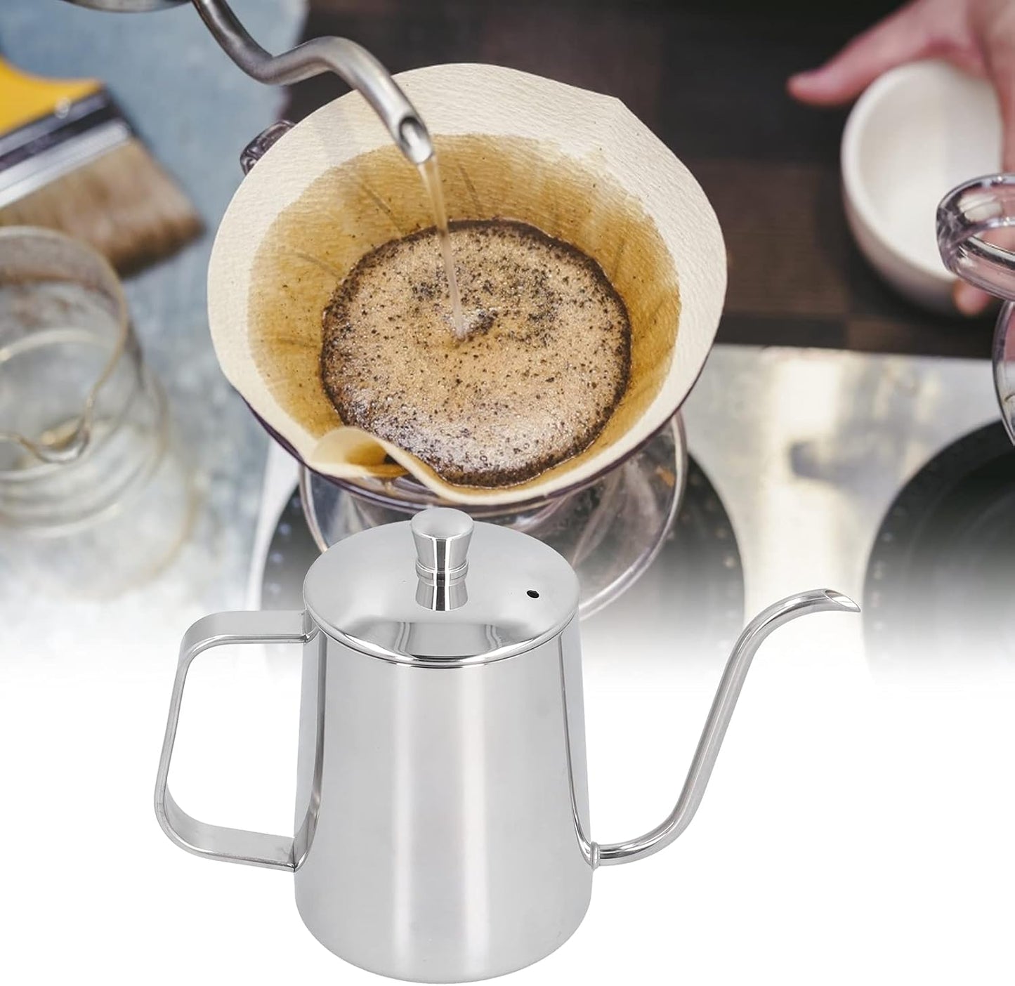 600ml Stainless Steel Gooseneck Coffee Kettle for Home Kitchen - Tea & Pour Over Pot