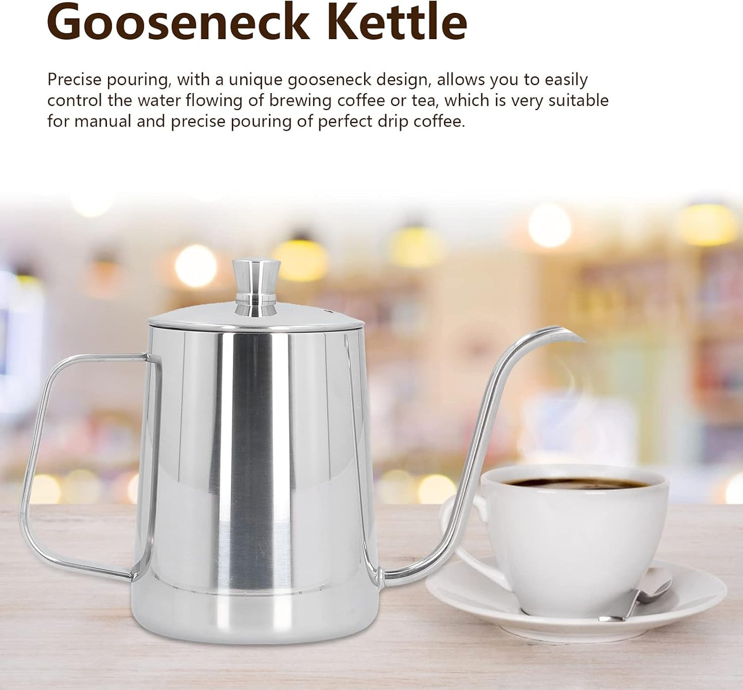 600ml Stainless Steel Gooseneck Coffee Kettle for Home Kitchen - Tea & Pour Over Pot