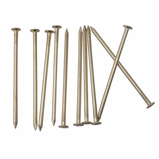 60pcs 3-Inch Brass Plated Nails for Hanging, Wood, Roofing - Gold Hardware Long Wall Nails