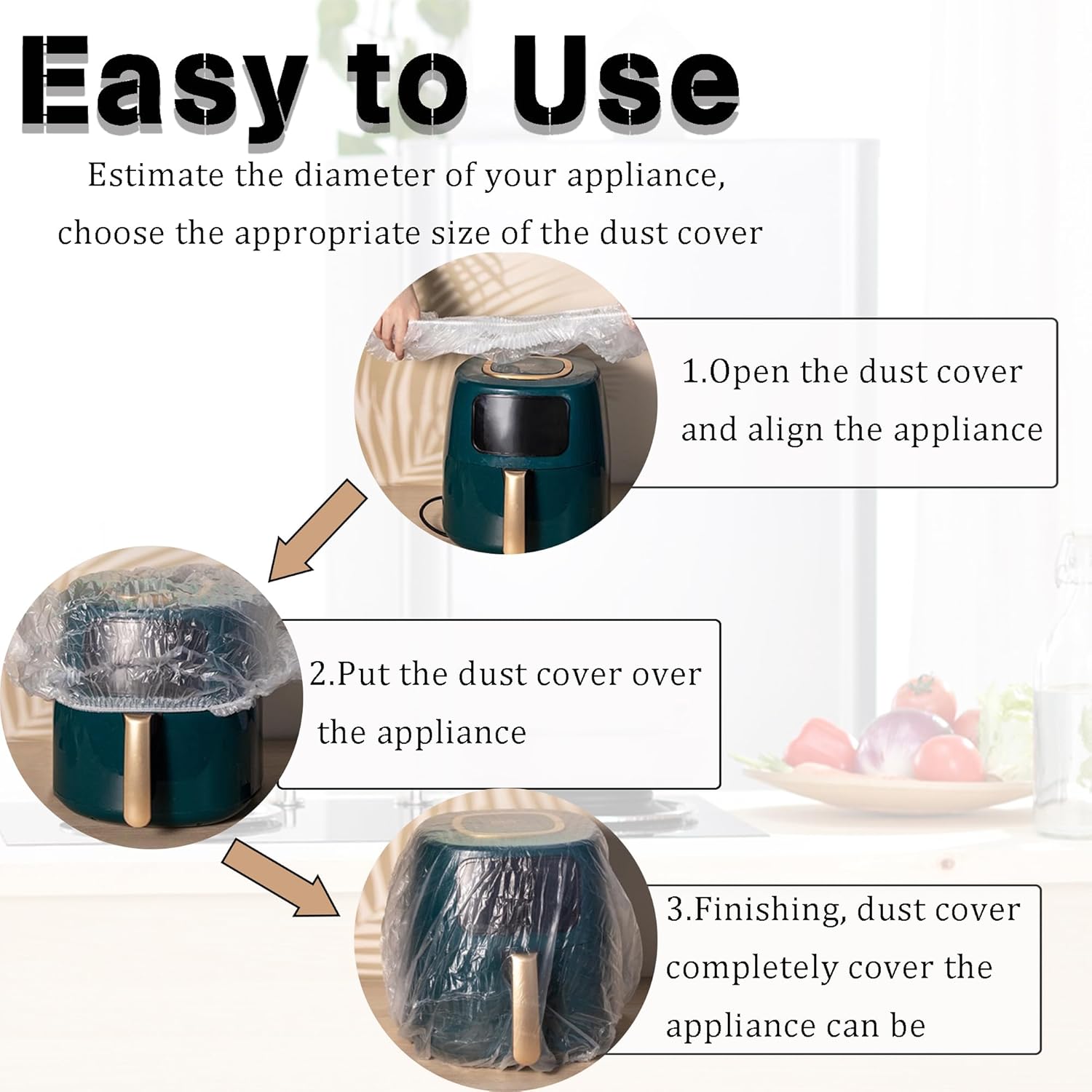 60PCS Clear Kitchen Appliance Covers - Disposable Dust Covers for Small Appliances - Elasticized Blender, Oven, Pressure Cooker, Toaster, Air Fryer, Instant Pot - Set of S, M, L Sizes