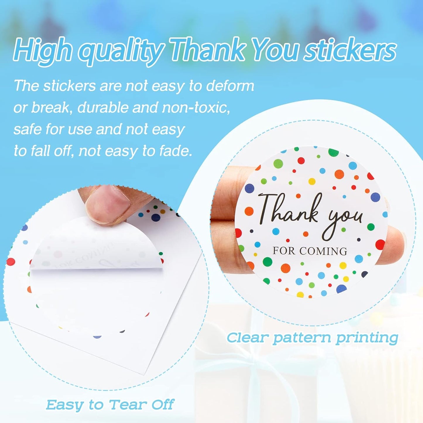 60Pcs Personalized Thank You Stickers with Colored Dots, 2" Round Self Adhesive for Wedding, Birthday, Baby Shower, Party - jijAcraft