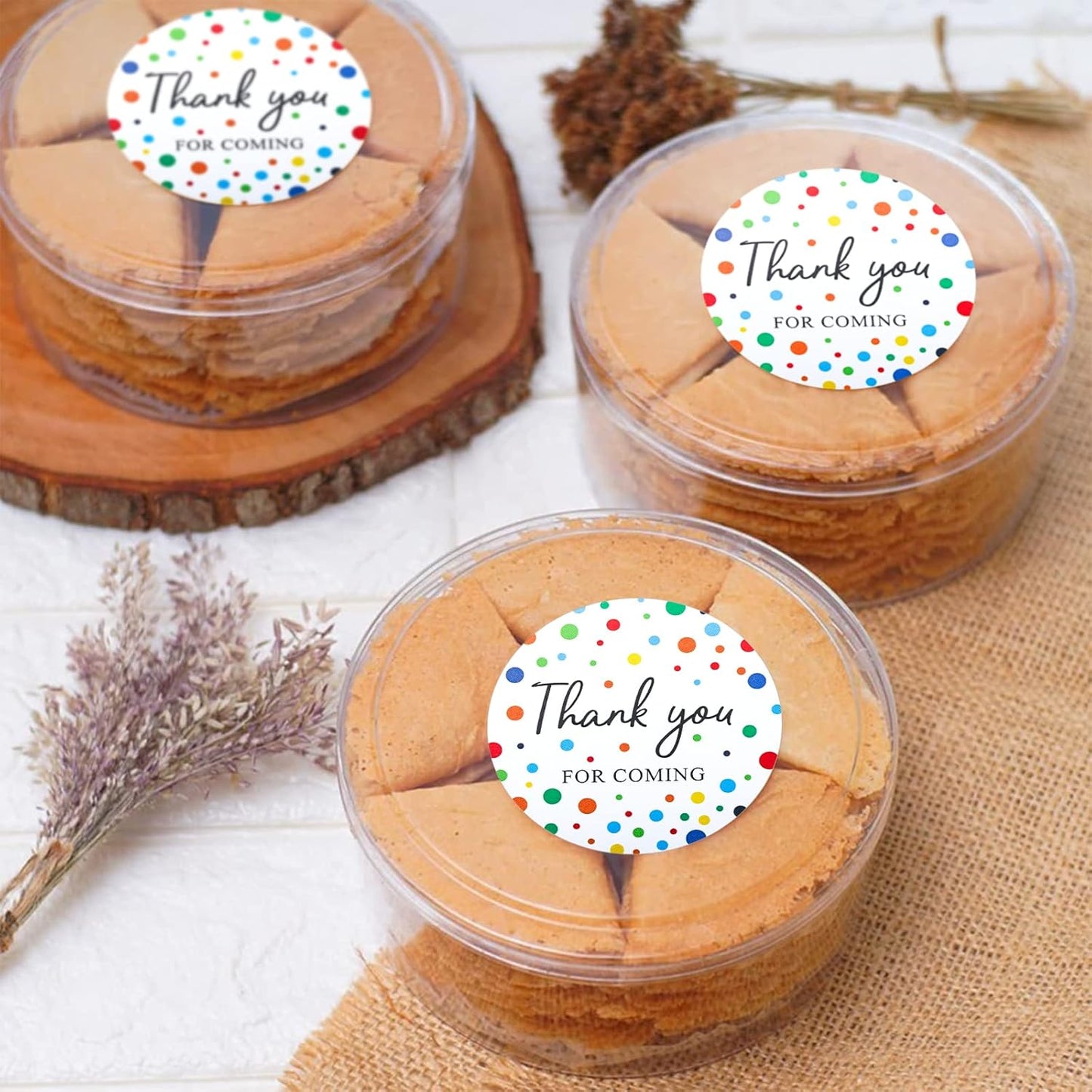 60Pcs Personalized Thank You Stickers with Colored Dots, 2" Round Self Adhesive for Wedding, Birthday, Baby Shower, Party - jijAcraft