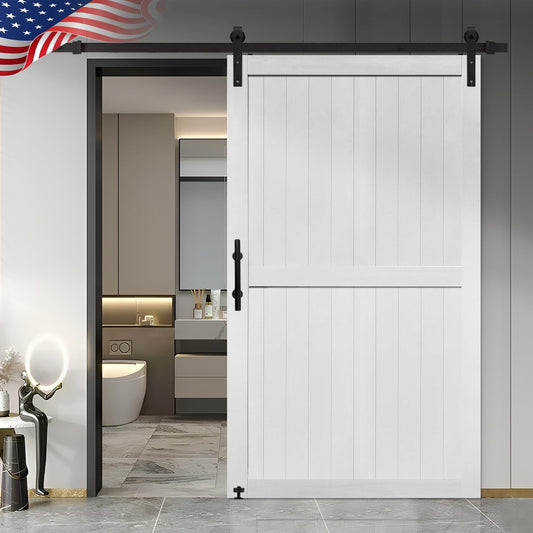 60x84in MDF Barn Door with 10FT Sliding Hardware Kit - Water-Proof PVC Surface, Easy Assembly - S&Z TOPHAND®
