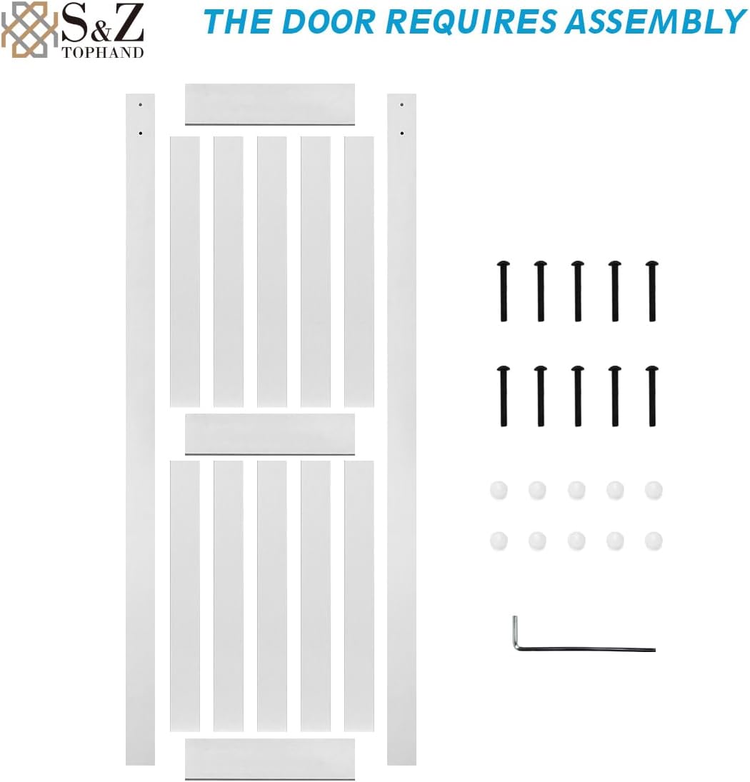60x84in MDF Barn Door with 10FT Sliding Hardware Kit - Water-Proof PVC Surface, Easy Assembly - S&Z TOPHAND®