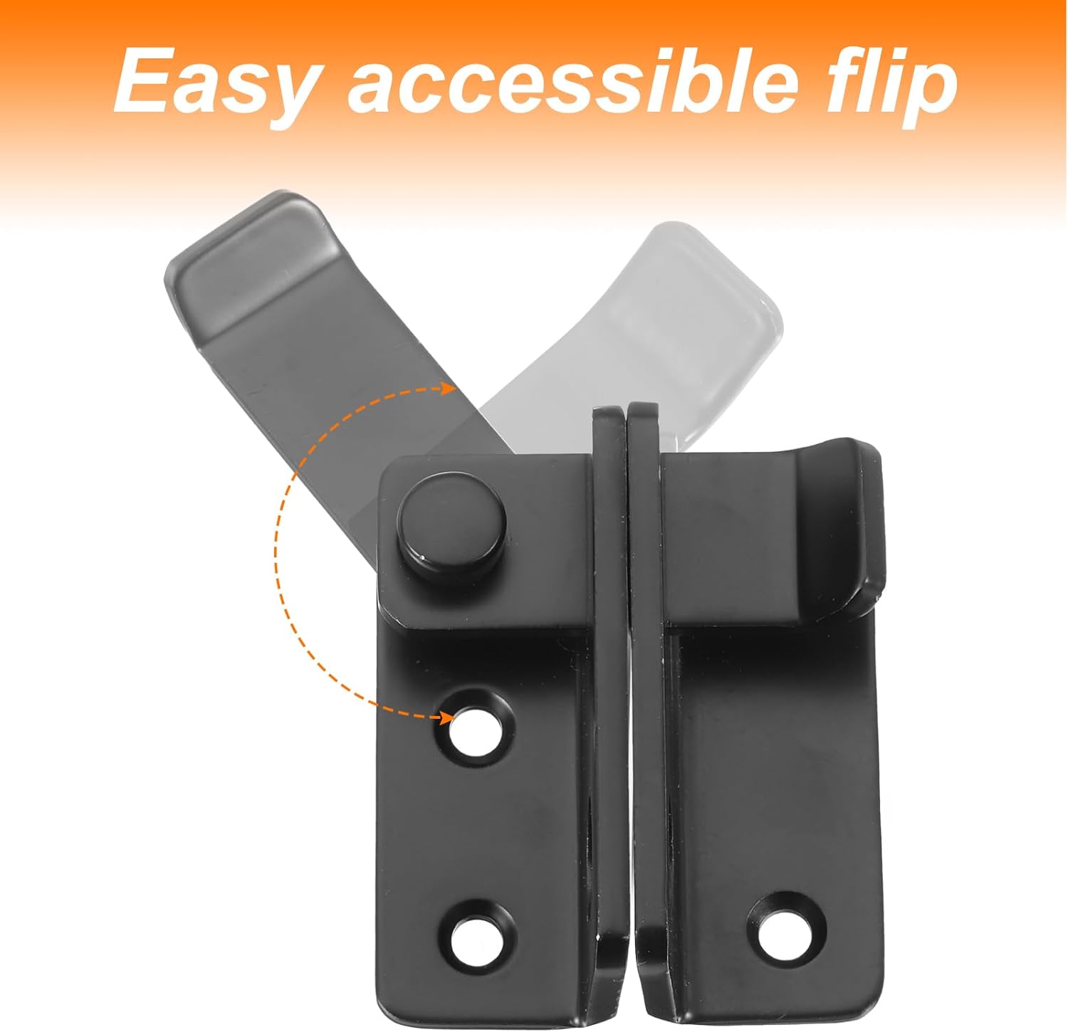 62mm Stainless Steel Flip Gate Latch with Padlock Hole for Barns, Cabinets, Pet Cages, and Fences - Left Open, Black Color