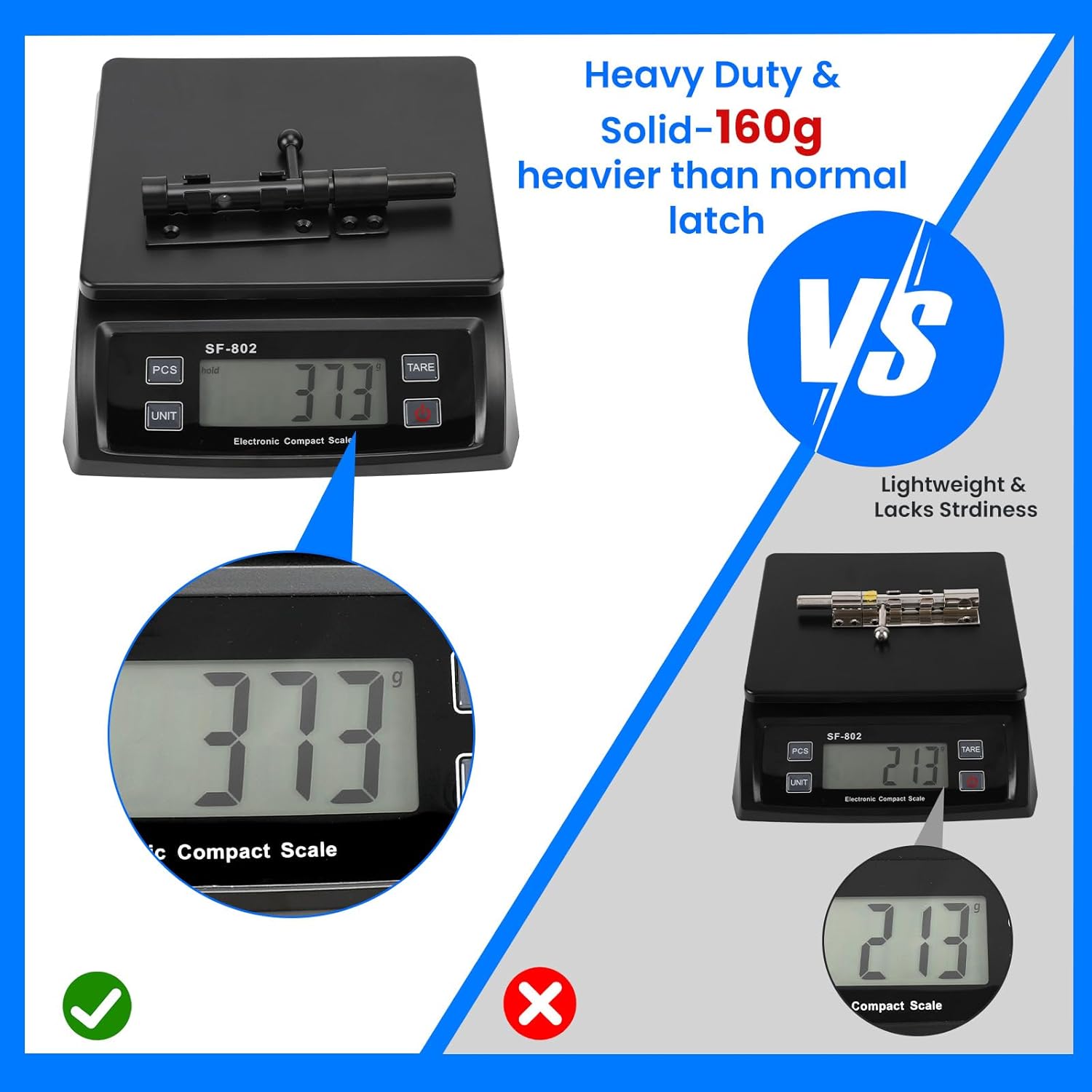 6.3" Heavy Duty Barrel Bolt Latch for Inside Door - Solid 304 Stainless Steel Slide Lock with Black Finish - Ideal for Gates and Sheds (1 Pack)