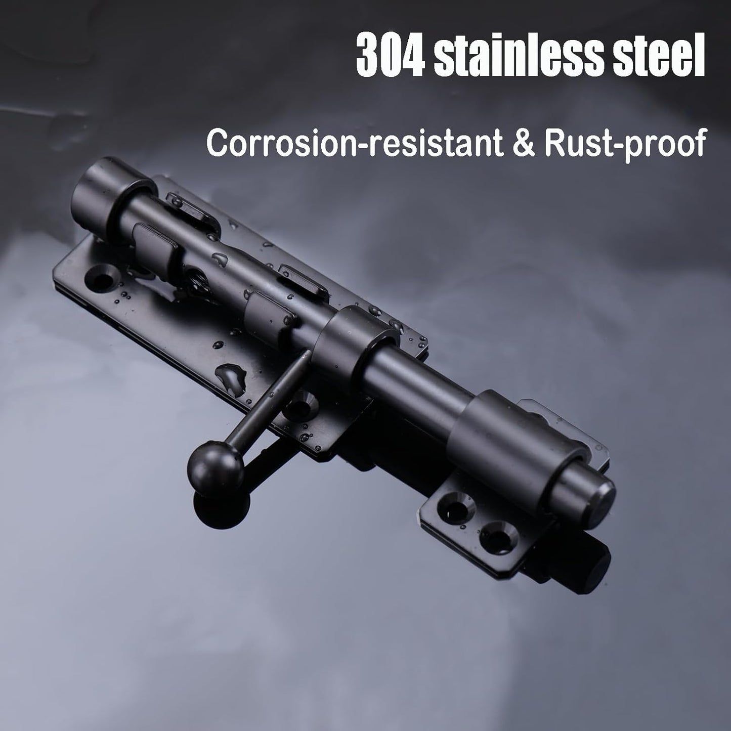 6.3" Heavy Duty Barrel Bolt Latch for Inside Door - Solid 304 Stainless Steel Slide Lock with Black Finish - Ideal for Gates and Sheds (1 Pack)