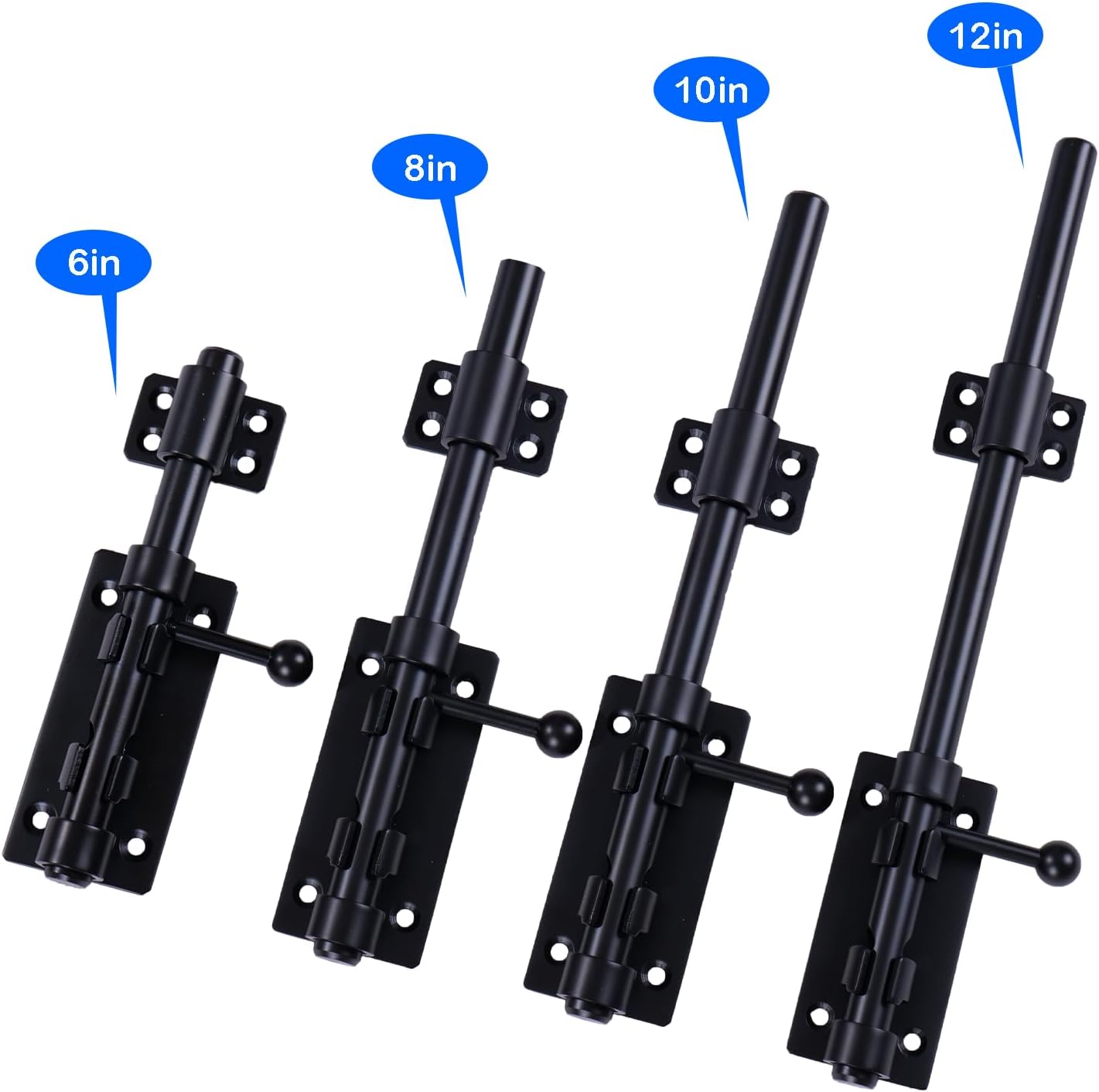 6.3" Heavy Duty Barrel Bolt Latch for Inside Door - Solid 304 Stainless Steel Slide Lock with Black Finish - Ideal for Gates and Sheds (1 Pack)