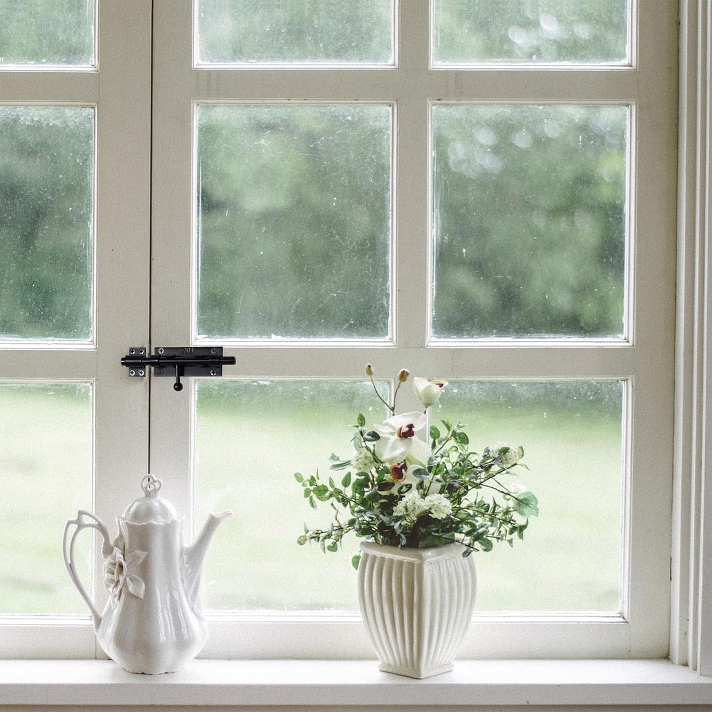 6.3 Inch Black Barrel Bolt Latch with Padlock Hole, Heavy Duty Stainless Steel Slide Lock for Gates, Doors, Windows