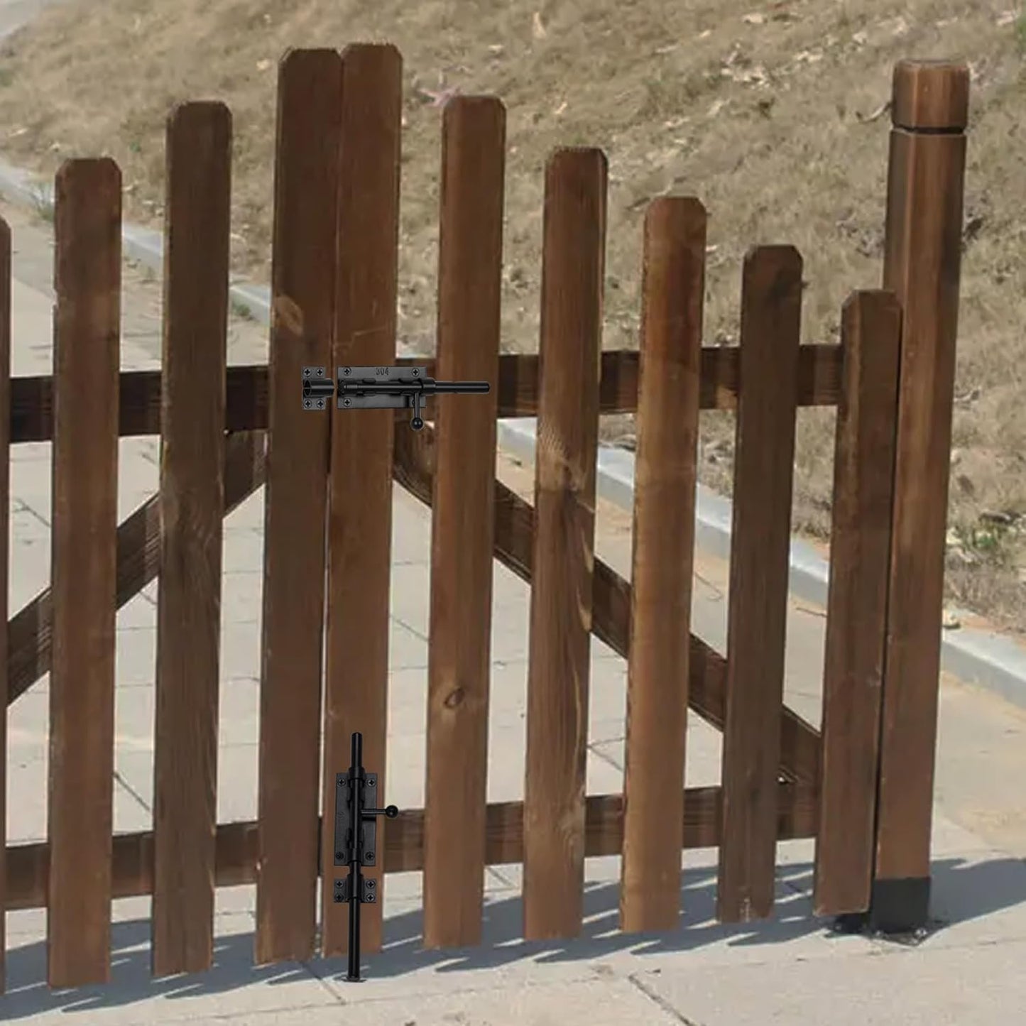 6.3 Inch Black Barrel Bolt Latch with Padlock Hole, Heavy Duty Stainless Steel Slide Lock for Gates, Doors, Windows