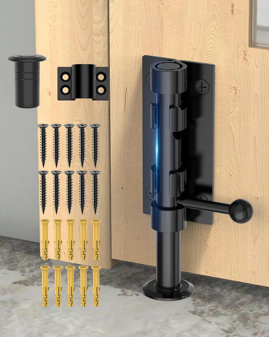 6.3 Inch Heavy Duty Slide Bolt Gate Latch in Solid 304 Stainless Steel with Electroplating Finish for Wooden Fence, Yard Door, Barn Door, Shed Door - Black