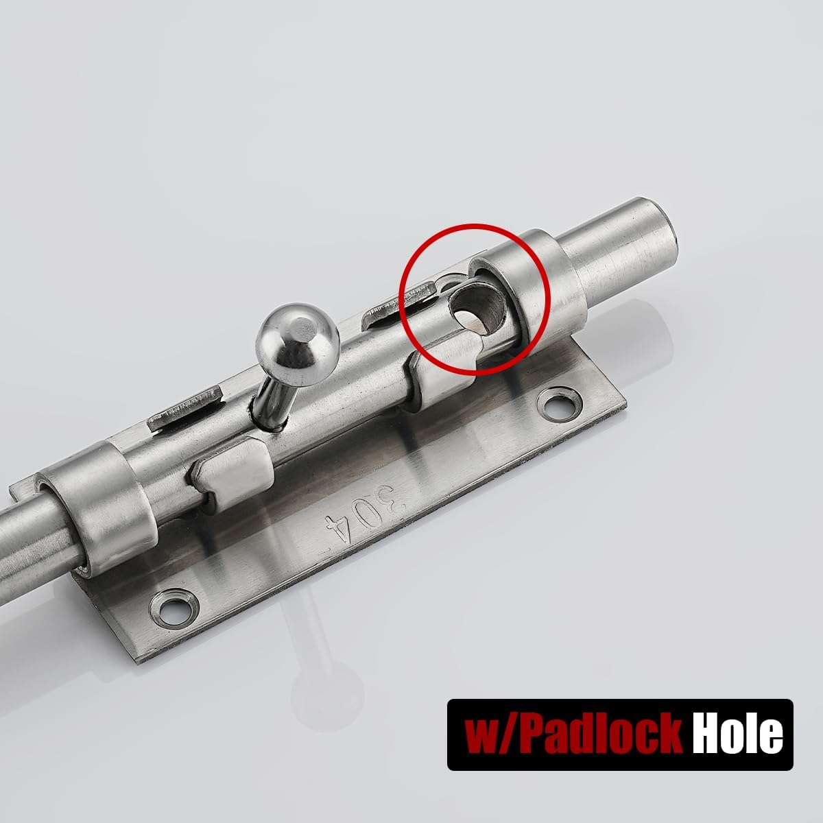 6.3 Inch Heavy Duty Stainless Steel Sliding Bolt Gate Latch with Padlock Hole