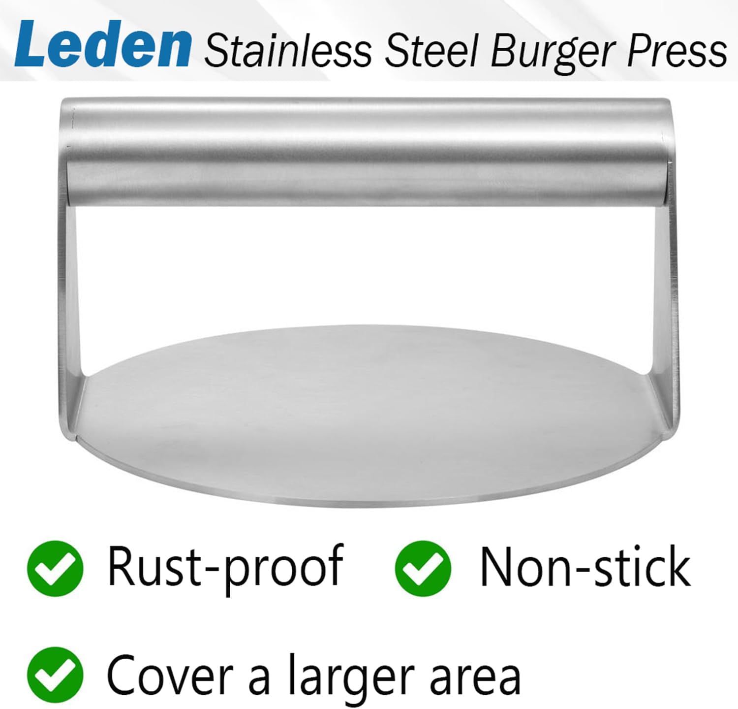 6.3 inch Stainless Steel Smash Burger Press - Heavy Duty Patty Maker for Flat Top Grill Cooking