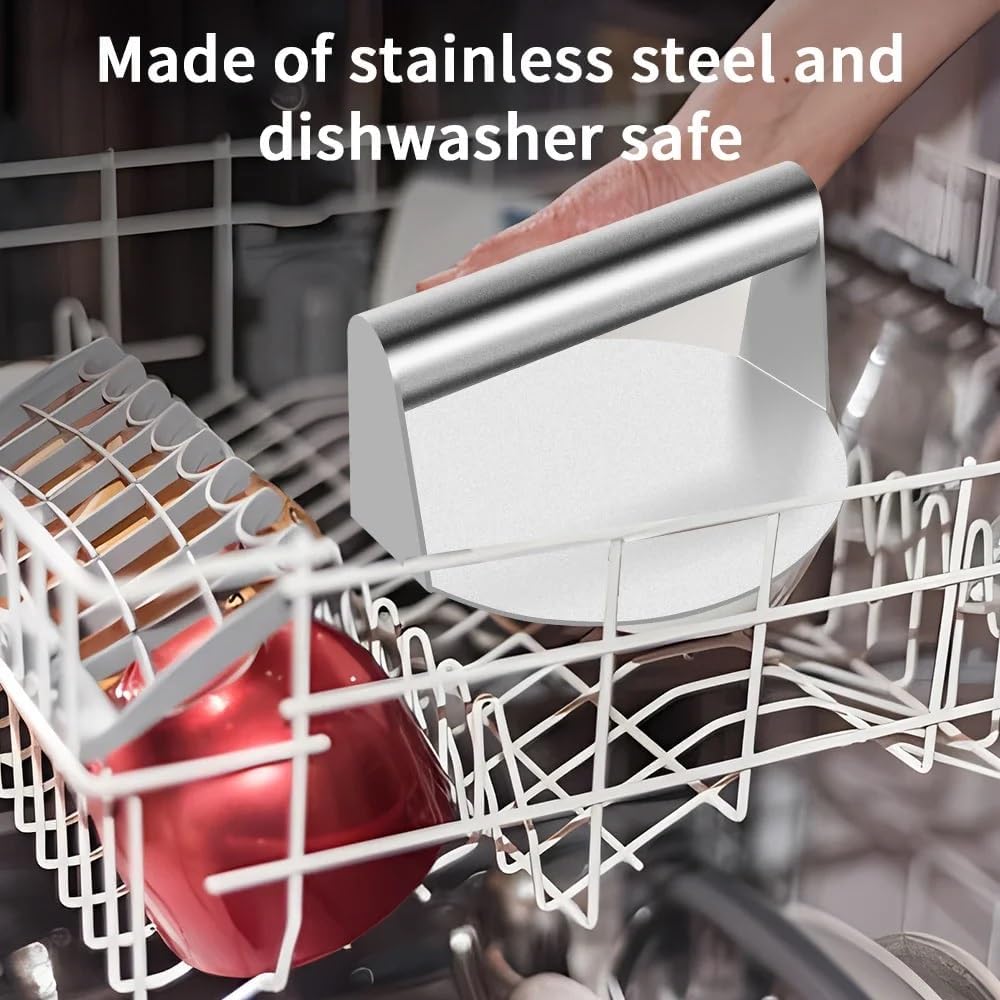6.3 inch Stainless Steel Smash Burger Press - Heavy Duty Patty Maker for Flat Top Grill Cooking