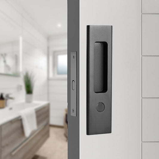 6.3" Privacy Sliding Door Barn Lock for 1-7/16" ~ 1-15/16" Thickness Doors - Matte Black