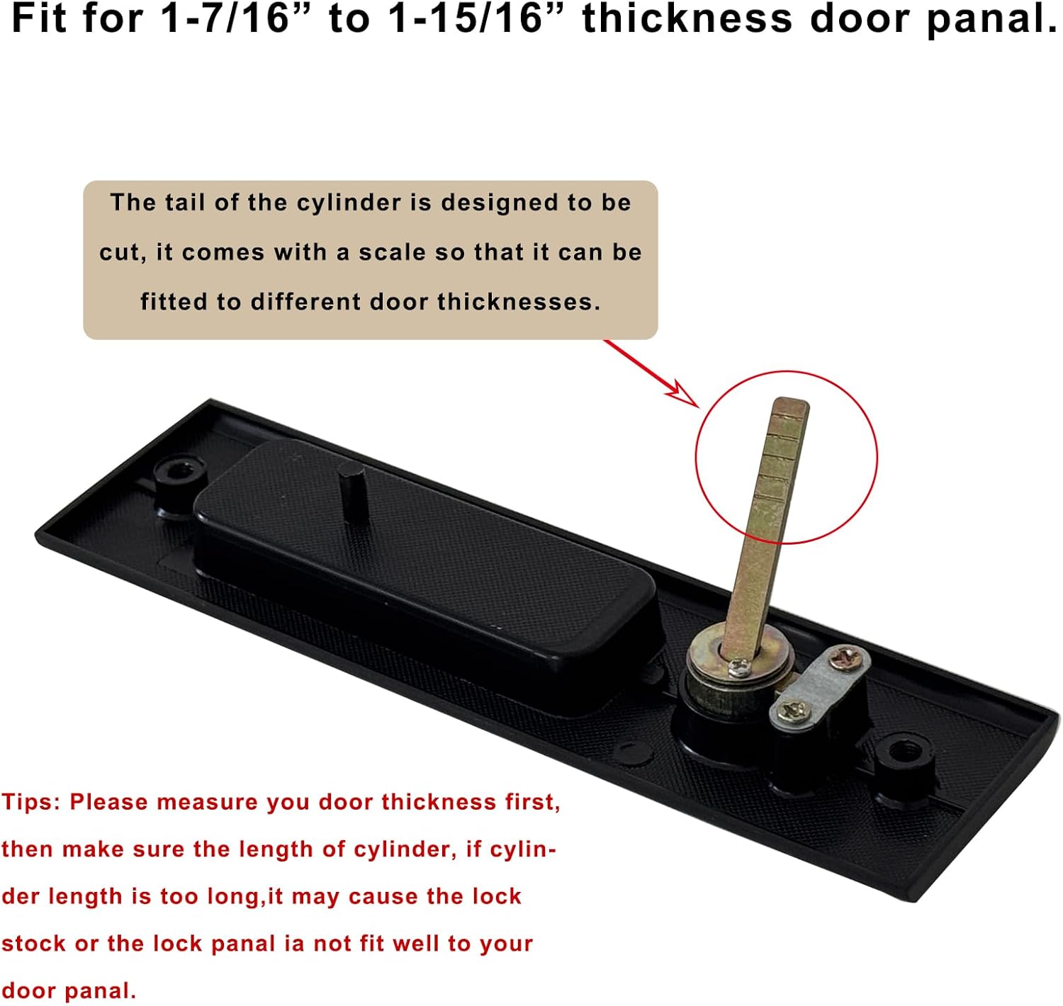 6.3" Privacy Sliding Door Barn Lock for 1-7/16" ~ 1-15/16" Thickness Doors - Matte Black