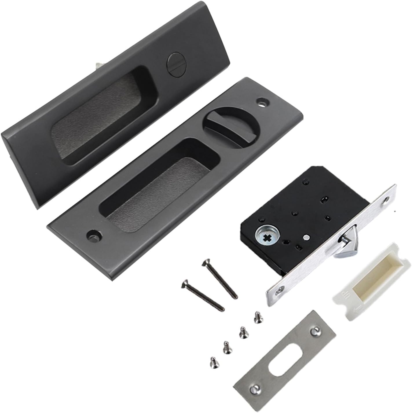 6.3" Privacy Sliding Door Barn Lock for 1-7/16" ~ 1-15/16" Thickness Doors - Matte Black