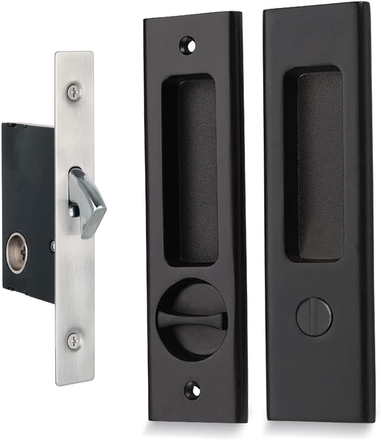 6.3" Privacy Sliding Door Barn Lock for 1-7/16" ~ 1-15/16" Thickness Doors - Matte Black
