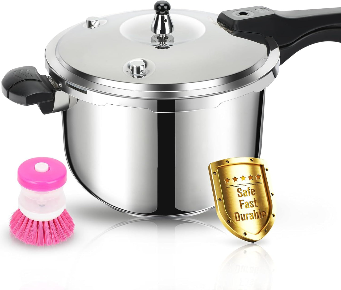 6.3 Quart Stainless Steel Pressure Cooker with Pressure Indicator and Safety Features for Gas and Induction Cooking