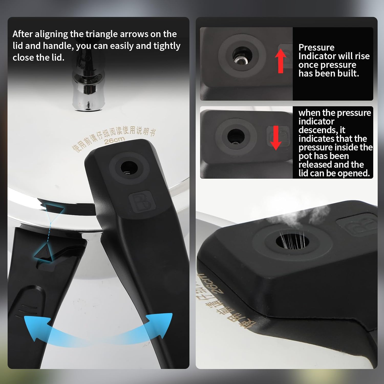 6.3 Quart Stainless Steel Pressure Cooker with Pressure Indicator and Safety Features for Gas and Induction Cooking