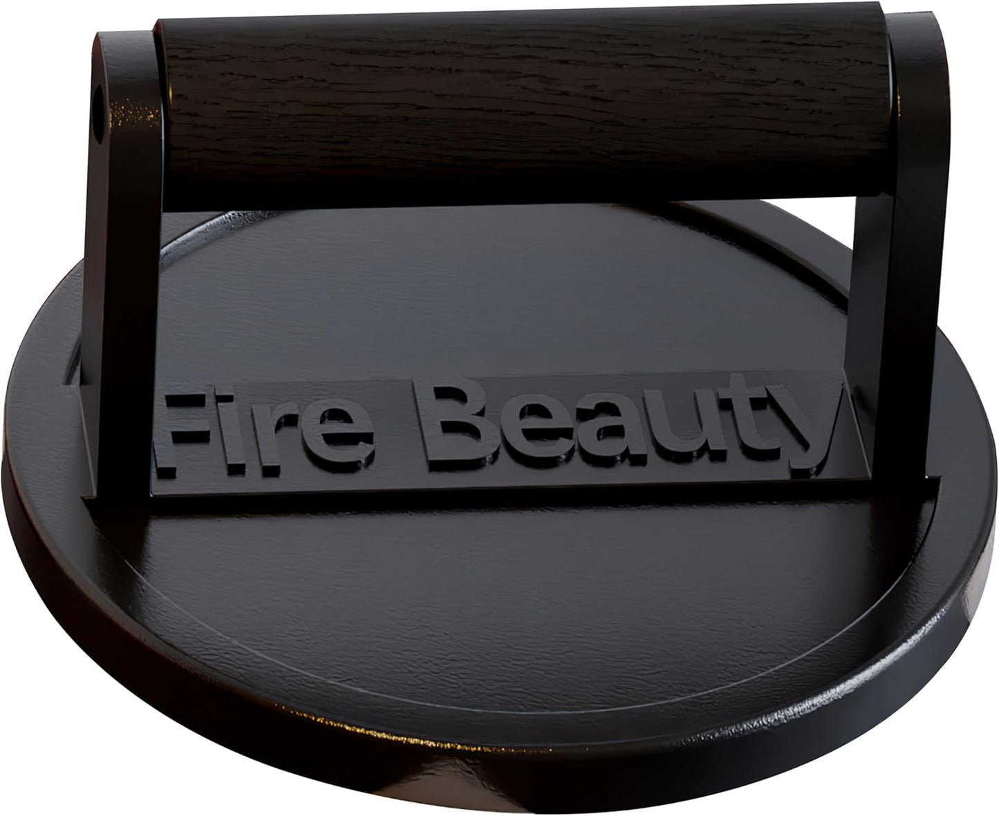 6.5" Cast Iron Grill Press with Wood Handle for Seared Bacon, Steak, and Burgers - Pre-Seasoned, Ideal for Indoor and Outdoor Cooking