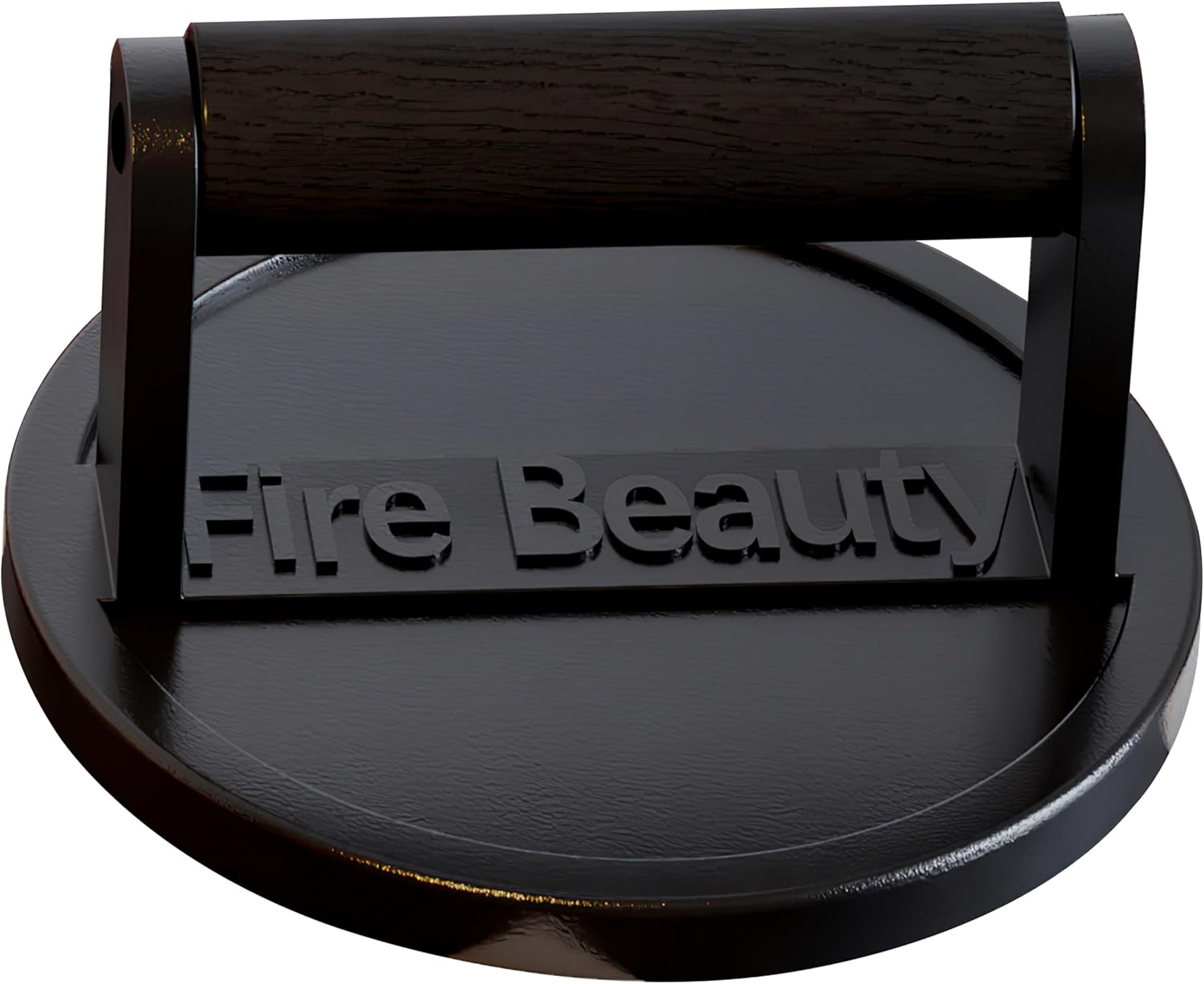 6.5" Cast Iron Grill Press with Wood Handle for Seared Bacon, Steak, and Burgers - Pre-Seasoned, Ideal for Indoor and Outdoor Cooking