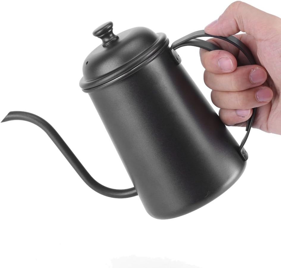 650ML Stainless Steel Gooseneck Spout Kettle for Brewing Coffee and Tea - Black