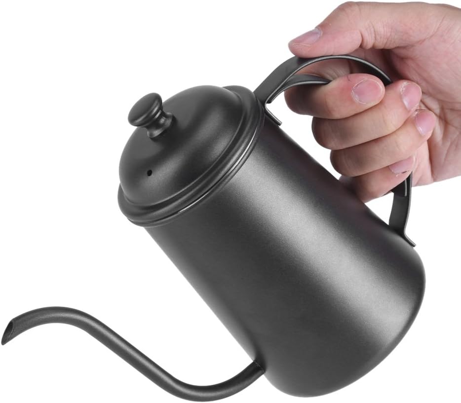 650ML Stainless Steel Gooseneck Spout Kettle for Brewing Coffee and Tea - Black