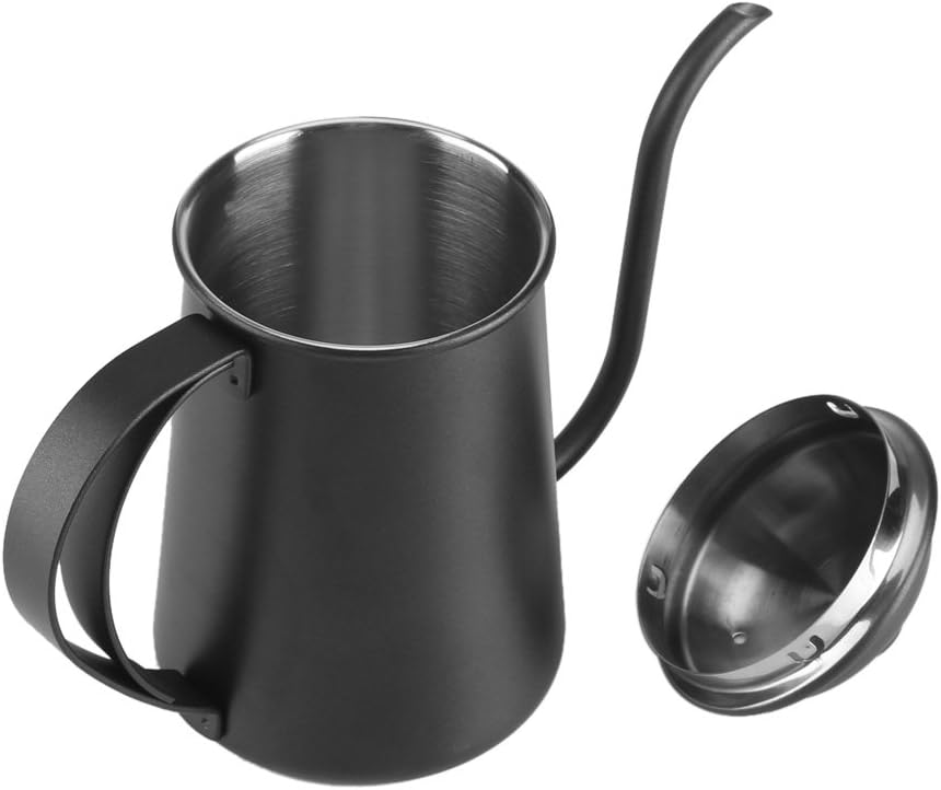 650ML Stainless Steel Gooseneck Spout Kettle for Brewing Coffee and Tea - Black