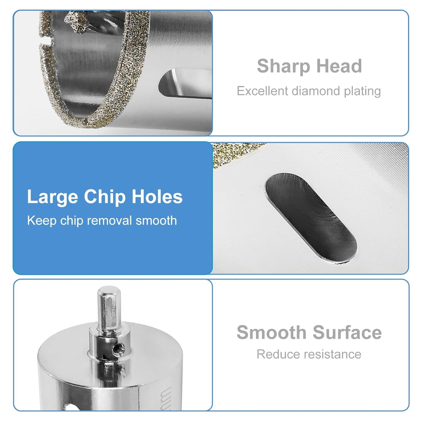 65mm Diamond Hole Saw with Center Drill Bit for Ceramic, Glass, Porcelain, Marble - Jamiikury Glass Hole Cutter