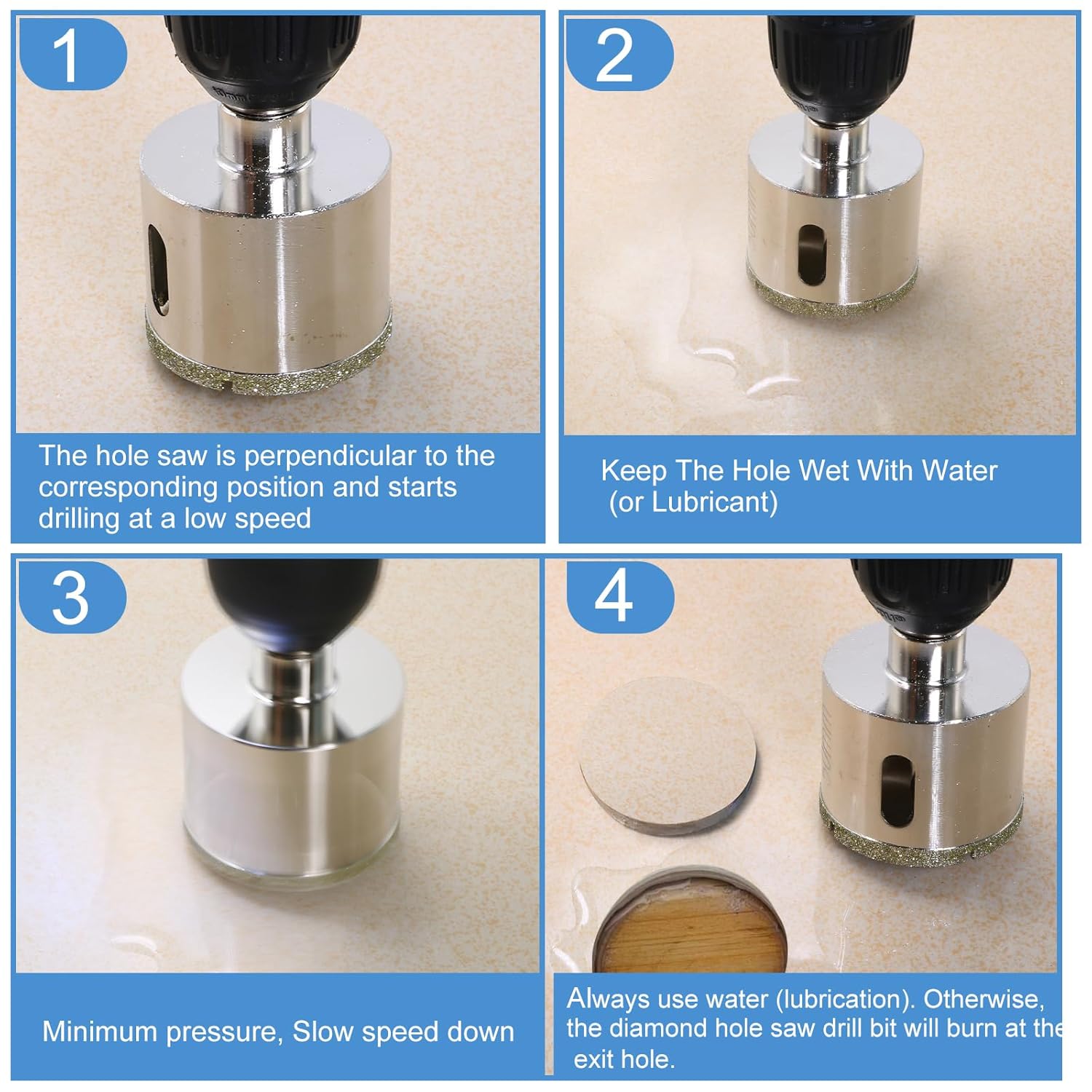 65mm Diamond Hole Saw with Center Drill Bit for Ceramic, Glass, Porcelain, Marble - Jamiikury Glass Hole Cutter