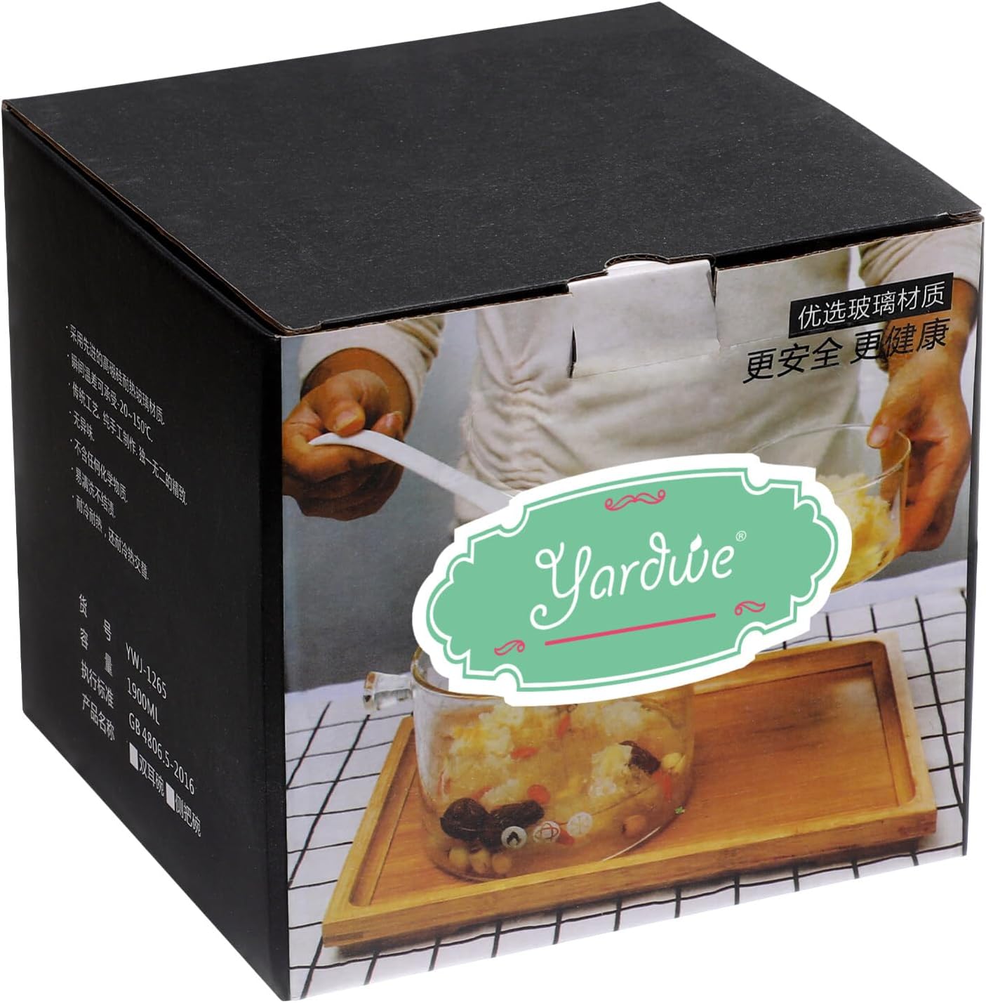 65oz Glass Saucepan with Lid - High Borosilicate Stovetop Cooking Pot for Pasta, Soup, Milk - 1900ml Glass Cookware for Instant Noodles